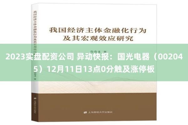 2023实盘配资公司 异动快报：国光电器（002045）12月11日13点0分触及涨停板