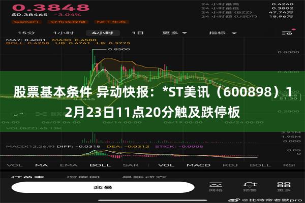 股票基本条件 异动快报：*ST美讯（600898）12月23日11点20分触及跌停板