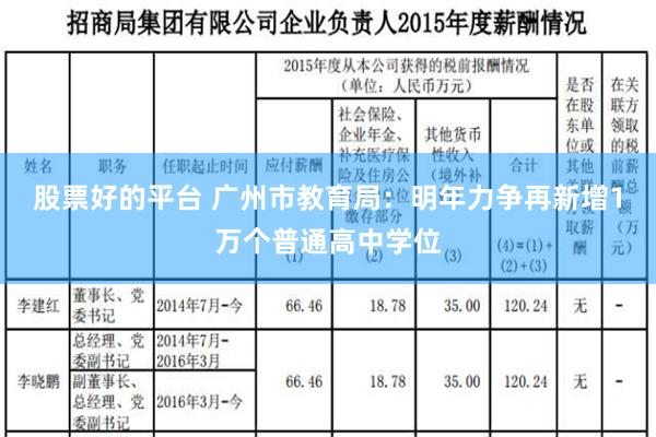 股票好的平台 广州市教育局：明年力争再新增1万个普通高中学位