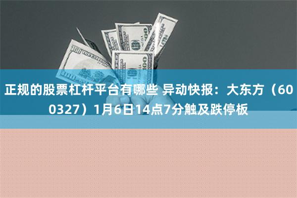 正规的股票杠杆平台有哪些 异动快报：大东方（600327）1月6日14点7分触及跌停板